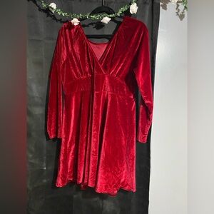 Elegant Red Velvet Dress